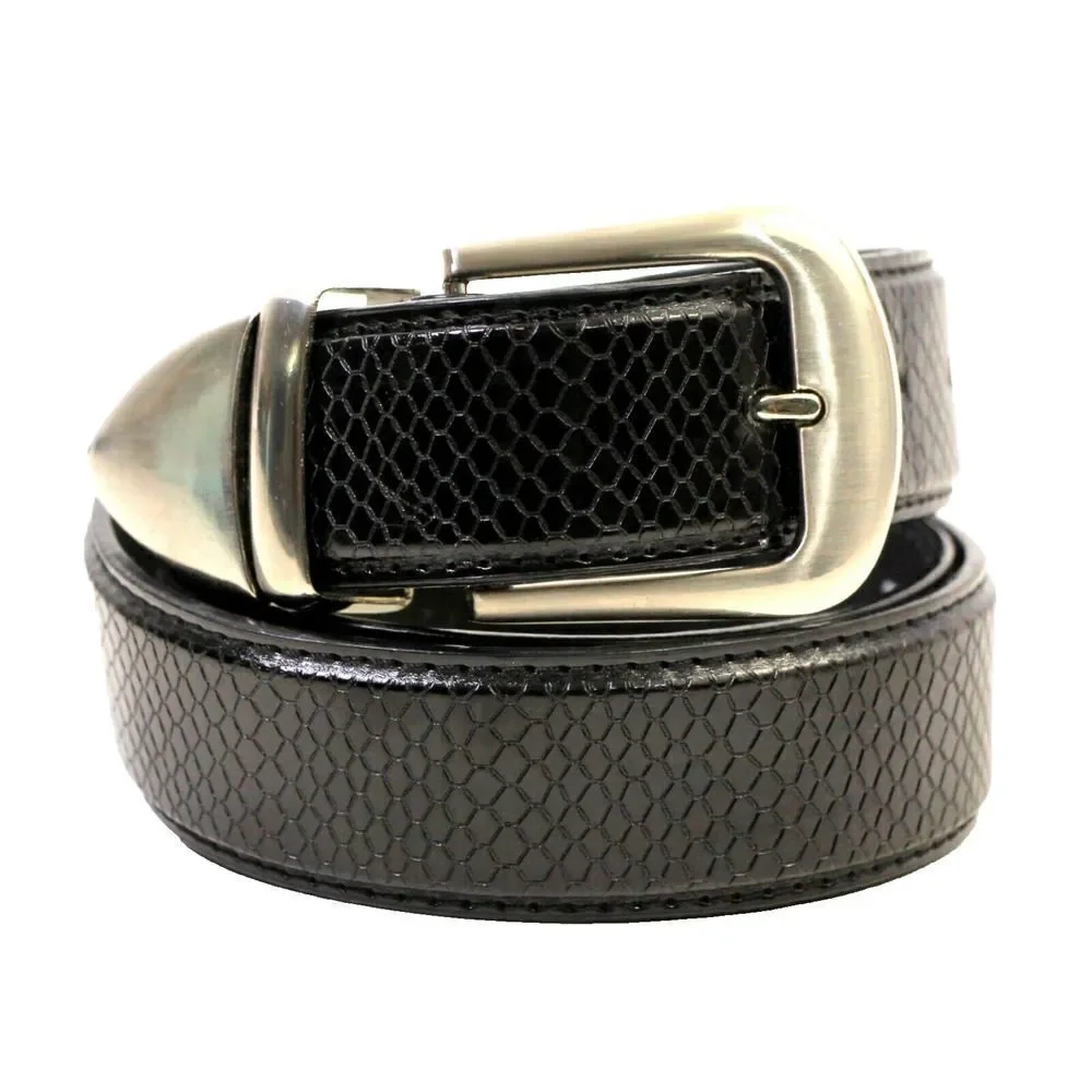 SNAKE EMBOSSED BLACK GENUINE LEATHER 1 1/4